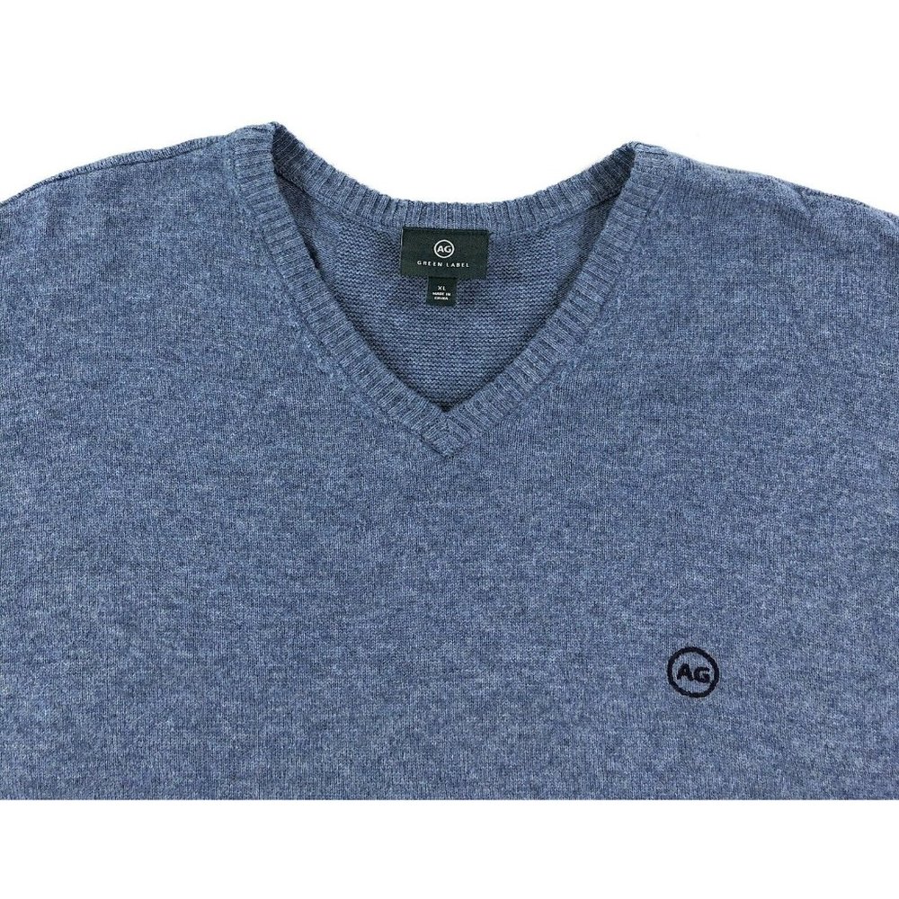 Adriano Goldschmied AG Green Label Sweater Mens XL V-Neck Wool Cashmere Blue